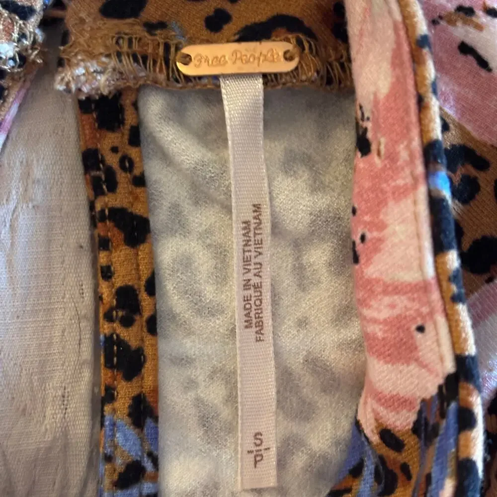 Free People Retro Romance Molly Dress Small Mock Neck Leopard Floral Maxi NWT‎